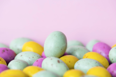 Easter Eggs on Pink Background