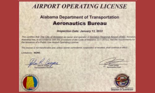 FAA Discharges Fine & Anniston Regional Airport Receives State Certification