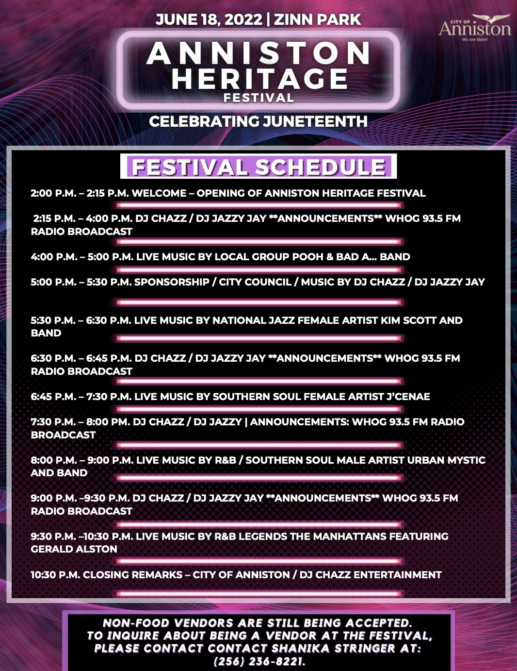 Heritage Festival Schedule