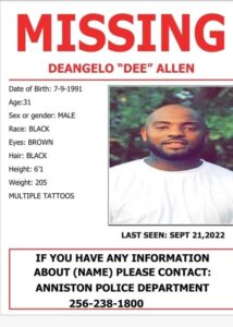 Missing person Deangelo Allen photo and information
