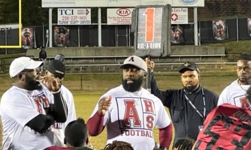 You’ll notice the not-so-subtle No. 1 marker behind Anniston coach Rico White as he addresses his team after its 32-7 win over Handley to take the region lead.