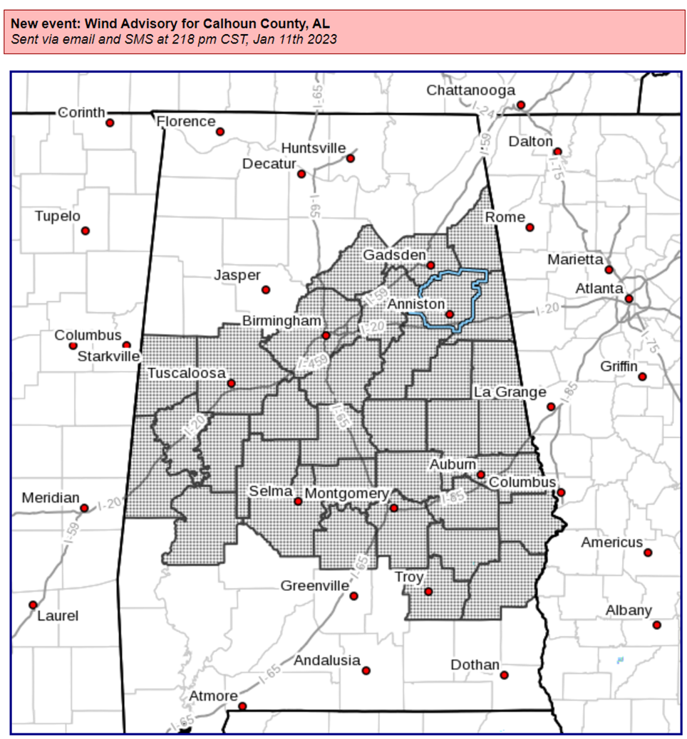 Wind Advisory in Effect for Calhoun County