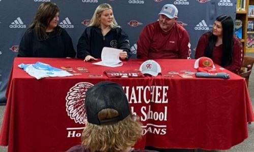Ohatchee senior hitter Gracyn Snow signs to play volleyball for Coastal Alabama Community College on Thursday.