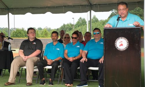 Monsters president and general manager Scott Brand speaks during a news conference to announce the team’s plans to move to Oxford. After one season in Oxford, the Monsters has moved to Columbus, Ga.