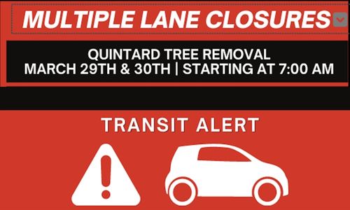 City of Anniston Transit Alert Quintard Tree Removal March 29th & 30th