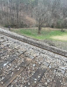 photo of the damage to the tracks