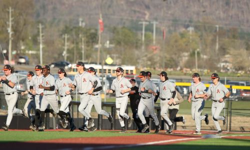 Alexandria players run onto Rudy Abbott Field before the Calhoun County baseball final on March 15. The Valley Cubs are No. 1 in Class 5A in the season’s final Alabama Sports Writers Association poll. (Photo by Mike Lett/lettsfocus.smugmug.com)
