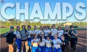 White Plains players and coaches celebrate their first-place finish in the 22-team Albertville Pre-Area Tournament on Saturday. (Submitted photo)