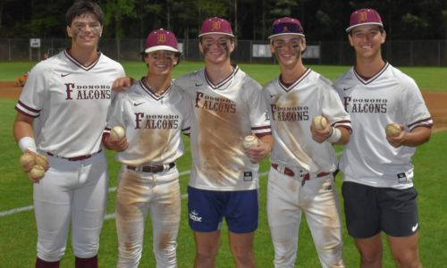 Cover photo: Five Donoho players homered in a doubleheader against Gaston on Wednesday. From left, Peyton Webb hit three home runs. Marcus Lawler, Lucas Elliott, Nic Thompson and Blake Sewell hit one apiece. (Submitted photo)
