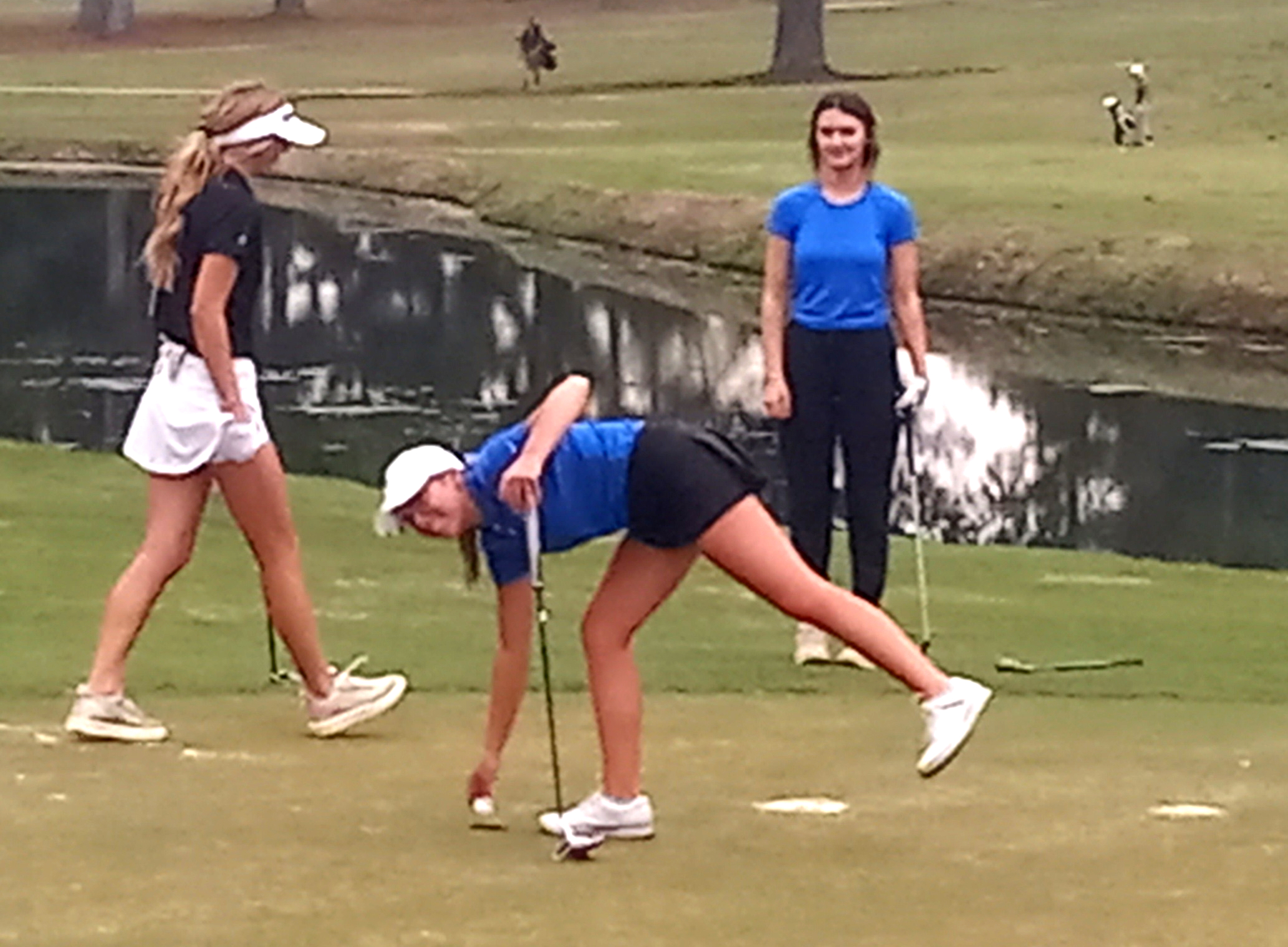 White Plains’ Isabel Rodgers smiles after hitting a putt during the Calhoun County tournament at Pine Hill Country Club. She won the county tournament and tied for low medalist at sectional. She also tied Alexandria’s Marlee Hedgepeth for the best score (81) among Calhoun County players at their Class 4A-5A sub-state tournament. Alexandria qualified for state as a team. Rogers is East Alabama Sports Today’s All-Calhoun County player of the year for girls’ golf. (Photo by Joe Medley)