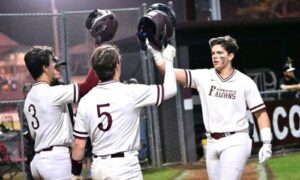 Peyton Webb hit a school-record 15 home runs and drove in 51 runs for Donoho in 2023. One the mound, he was 6-1 with 51 strikeouts and a 2.85 ERA. He is the Class 1A-3A All-Calhoun County player of the year. (Photo by B.J. Franklin/gunghophotos.com)