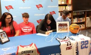 Pleasant Valley’s Rebekah Gannaway signs Friday to play basketball for Gadsden State Community College. (Submitted photo)