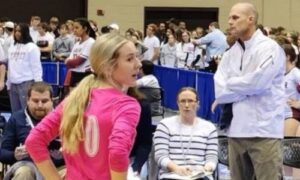 Amber Russell (second from right) has coached under legendary Jacksonville volleyball coach David Clark for 16 years. With Clark stepping back from coaching, she’ll take over the volleyball program. (Submitted photo)