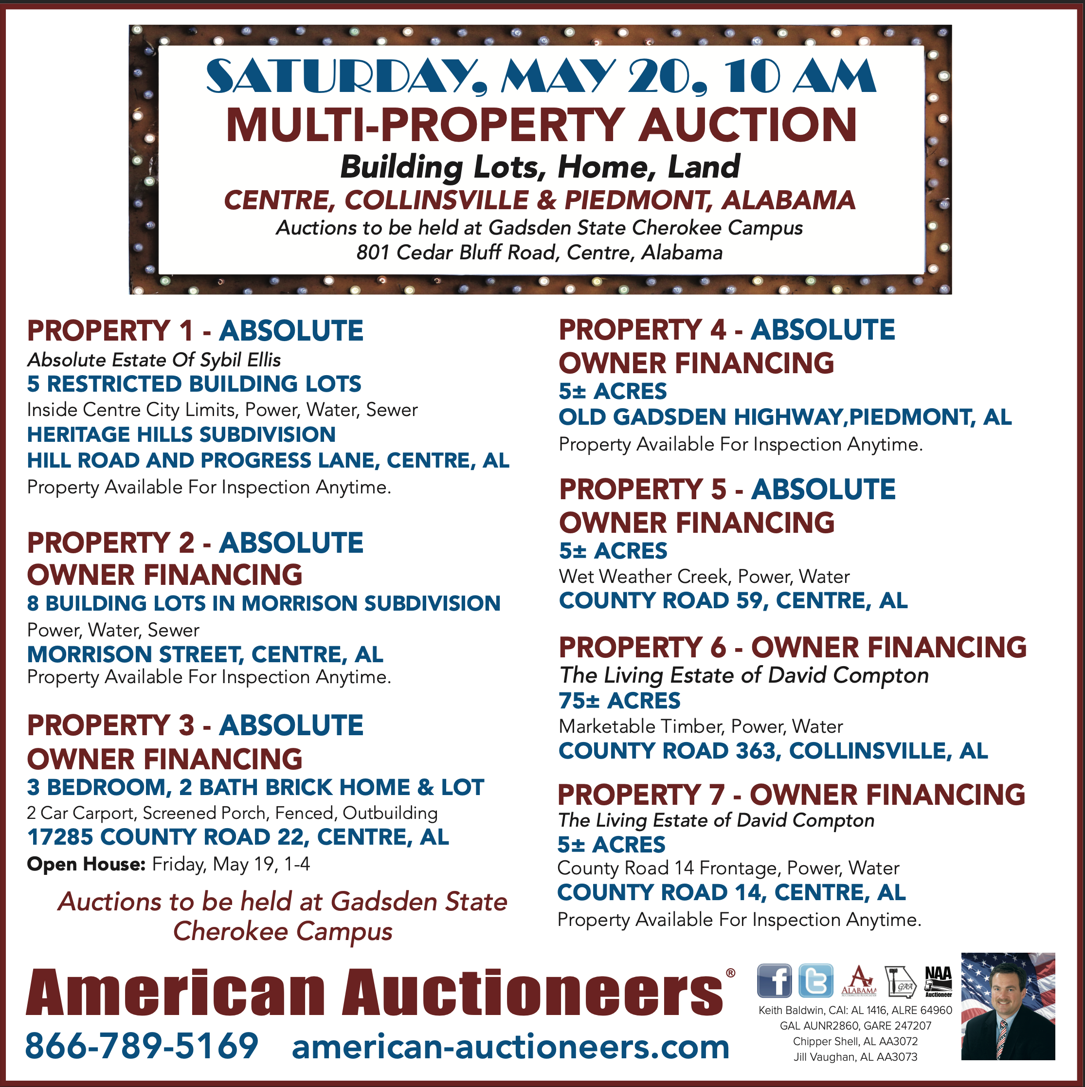 American Auctioneer To Hold Multiple Property Auction