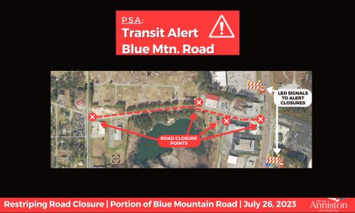 City of Anniston Transit Alert Blue Mtn. Road
