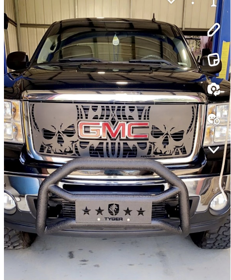 On August 6, 2023, a 2012 black GMC Sierra 4 door was stolen from a residence on Fayrene Lane in Anniston. The truck has a grill with skulls etched into it, a black steel star hitch cover with an R inscribed on it, a Borla sticker on the rear, a studded spike license plate cover, two tag lights that make a red star shape upon illumination, the back bumper has plastic topper popped up due to being hit, a Tyger bull guard, and each wheel has a star in the center of the rim. 
