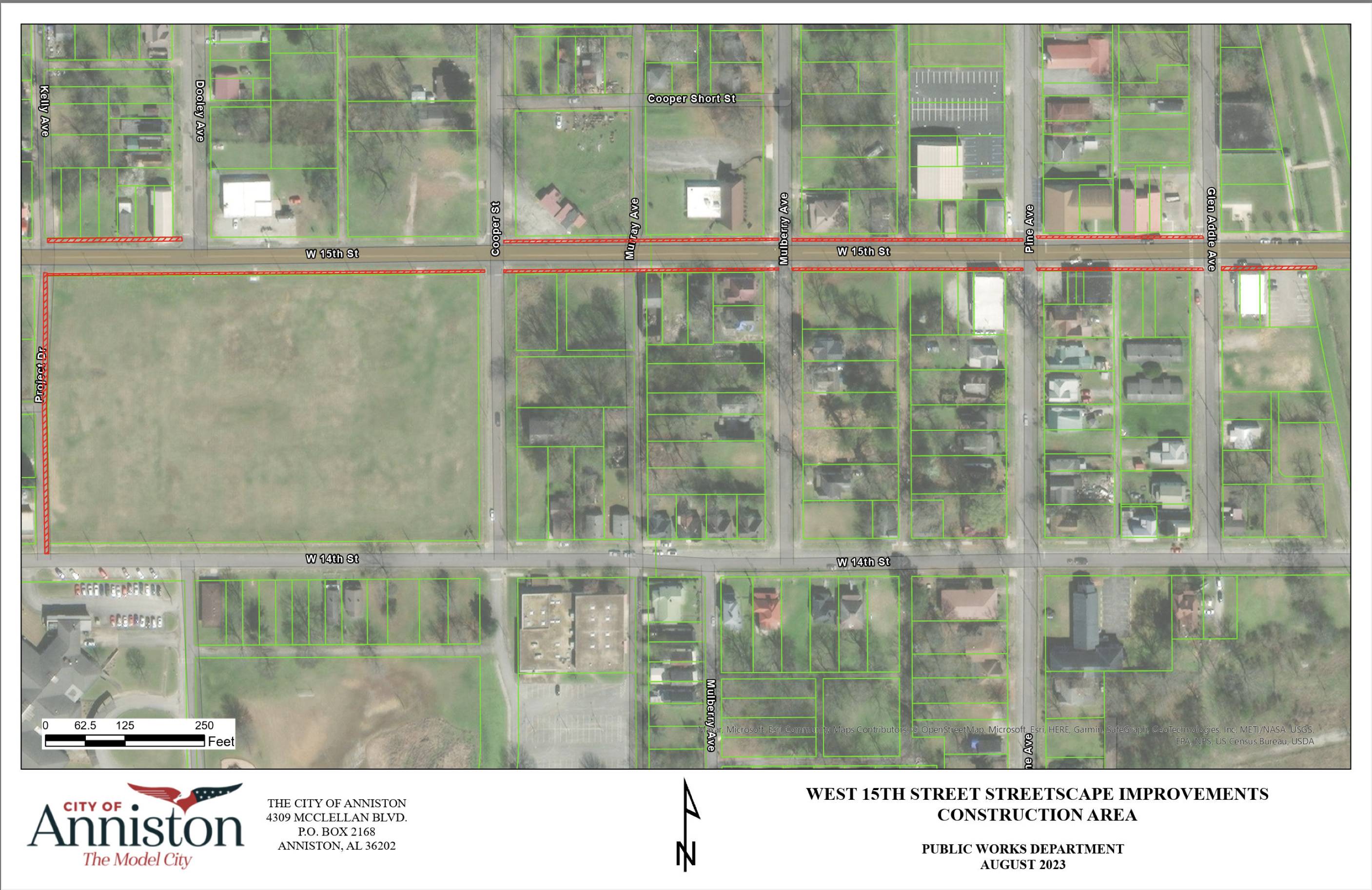 Title: "Anniston's West 15th Street Transformation: Streetscape Project Begins September 18, 2023"