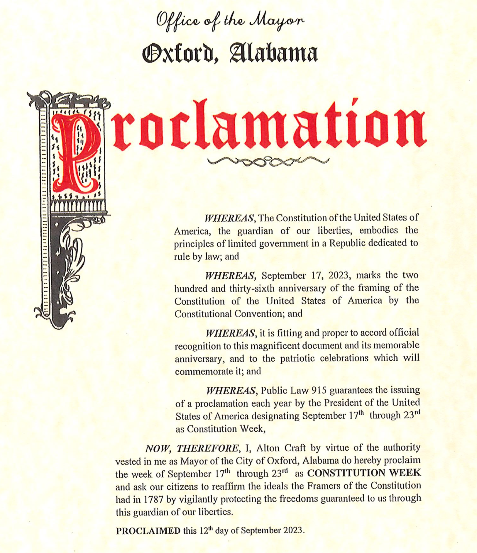 Proclamation 