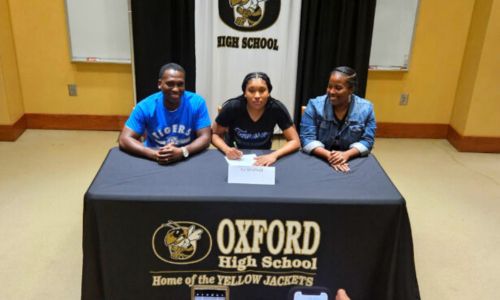 Oxford’s Xai Whitfield signed on Wednesday to play college basketball for Tennessee State University. (Photo by Joe Medley)