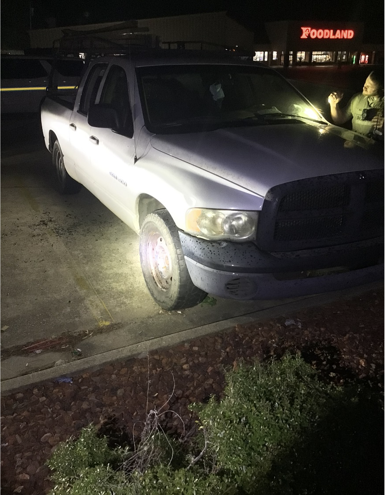 On November 20, 2023, a white Dodge Ram was broken into while in the parking lot of Foodland in Alexandria. The passenger side windows were broken, and the tool box was pried open. (2311-0290) PHOTO 23110290