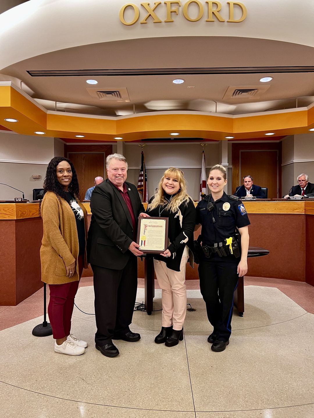 Mayor Alton Craft awarded a proclamation, supporting the crucial cause of "Human Trafficking Awareness Month (January)." 