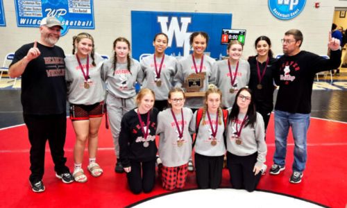 Weaver’s girls won the first-ever Calhoun County girls’ wrestling tournament on Wednesday at White Plains High School. (Photo by Joe Medley)