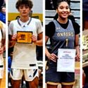 The 2024 East Alabama Sports Today All-Calhoun County players of the year for basketball (from left): Piedmont’s Ava Pope (1A-3A girls), Piedmont’s Colton Proctor (1A-3A boys), Oxford’s Xai’Onna Whitfield (4A-6A girls) and Jacksonville’s Devin Barksdale (4A-6A boys). (Photos by Joe Medley)