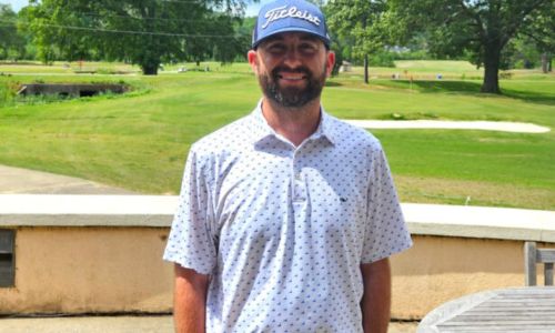 Alexandria’s Brennan Clay shot a 69 in Saturday’s first round of the Anniston City Championship at Cane Creek and leads by one stroke. (Photo by Joe Medley)