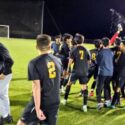 Oxford players celebrate their Calhoun County soccer title Thursday at Choccolocco Park. (Photo by Joe Medley)