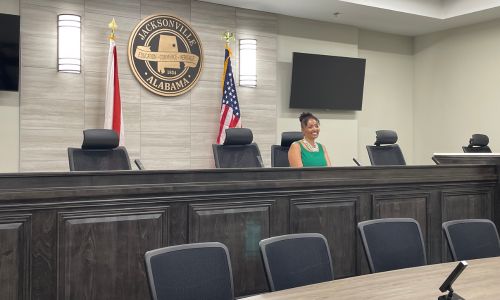 Councilwoman Laster in the new Council Chambers