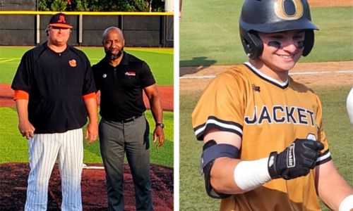 Alexandria coach Zac Welch and Oxford shortstop/pitcher Carter Johnson take top honors on the 2024 East Alabama Sports Today Class 4A-6A All-Calhoun County baseball team,. Welch guided Alexandria to a 32-9 record and its first state baseball title, all in his second season as the Valley Cubs’ head coach. Johnson batted .364 with a .546 on-base percentage in his senior season and had notable pitching outings, including his key seven-inning relief appearance in Game 3 of Oxford’s 6A quarterfinal series against Mountain Brook. (Photos by Joe Medley)