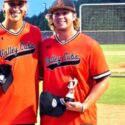 Alexandria’s Bray Goode (left) won the second annual Fellowship of Christian Athletes Home Run Derby on Monday at Choccolocco Park, and Alexandria teammate Samuel Henegar finished second. (Photo by Joe Medley)
