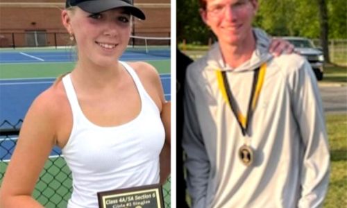 Donoho’s Blair Kitchen is the 2024 East Alabama Sports Today All-Calhoun County player of the year for girls’ tennis, and Oxford’s Kai McEwen takes top honors on the boys’ side. Both won their courts at the Red Wilder Invitational, the de facto county tournament. Kitchen went unbeaten during the regular season and sectional, her lone loss coming in the state Class 4A-5A No. 2 singles final. McEwen was 9-1 in singles and 5-3 in doubles matches in the regular season and won the No. 1 singles court in the Class 6A, Section 3.