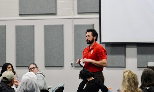 Women’s Self Defense class at GSCC: Gadsden State Chief of Police Jay Freeman teaches a free women’s self-defense class on the Wallace Drive Campus. Community outreach programs and trainings are an important piece of Freeman’s plan to foster collaboration and enhance safety skills.