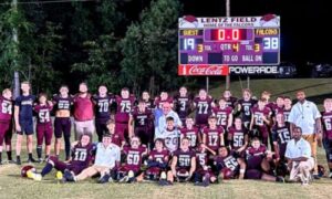 Donoho celebrates its victory over Ragland on Friday. The Falcons ended a 13-game losing streak. (Photo Courtesy of The Donoho School)