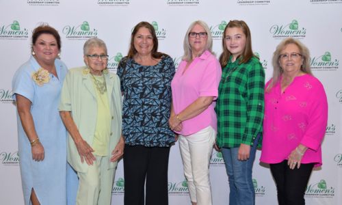 Five talented artisans won first-place honors during Women’s Leadership Division contests at the Alabama Farmers Federation Farm & Land Conference Aug. 3 in Montgomery. From left are Federation Women’s Leadership Division Director Kim Earwood; Pat Norred of Randolph County, hand-stitched; Tamara Rashleigh of St. Clair County, machine-stitched; Terri Brown of Wilcox County, table runner; Hannah Grace Aldridge of Fayette County, table runner, youth division; and Pat Sexton of Crenshaw County, wreath.