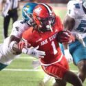 Jax State’s Demarcus Lacey tries to break free against Coastal Carolina on Thursday in AmFirst Stadium. (Jax State photo)