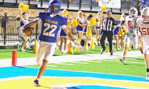 Piedmont’s Rollie Pinto finishes off his punt-return touchdown against Ohatchee on Friday at Piedmont. (Photo by Jean Blackstone/For East Alabama Sports Today)