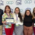 (L-R): Sports Editor Austin Tackett, Editor-in-chief Madeline Ricard, former Features Editor Maddie Reid, News Editor Lindsey Frazier and former News Editor Anna Barrett. (Former Sports Editor Justin Travis, who joined in a video call, is also pictured.)