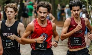 Freshman Riley Matthews competes at the UWF Invitational in Pensacola. Matthews will represent Gadsden State as an individual qualifier at the national meet. (Photo courtesy of WorleyBirds Photography)