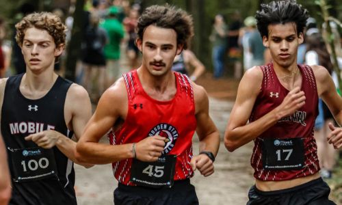 Freshman Riley Matthews competes at the UWF Invitational in Pensacola. Matthews will represent Gadsden State as an individual qualifier at the national meet. (Photo courtesy of WorleyBirds Photography)