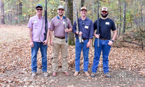 Calhoun County Young Farmers team participants in the Alabama Farmers Agriculture Foundation Skeet Shoot were, from left, Adam Wilson, Coleman Lett, Joseph Dothard and Briar Reed. The annual event was held Nov. 1 at Selwood Farms in Alpine to raise money for Foundation scholarships, Ag in the Classroom and other programs supporting agricultural education and youth development. 