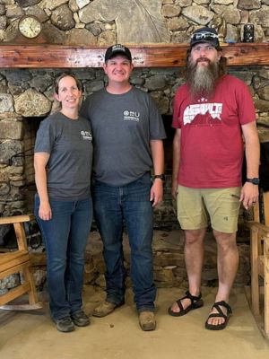 Event founders Lain and Julie Hawk pictured with Wes Hodge in the BCHA Pavillion.