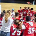 Pleasant Valley head coach Jonathan Nix talks to his team after its playoff game with Sulligent on Nov. 8. He is the ALFCA head coach of the year for Class 2A. (Photo by Joe Medley)