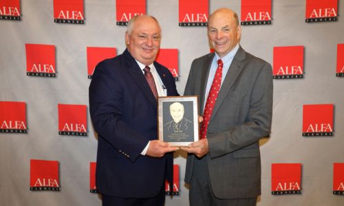 Dell Hill, right, of Talladega County received the Service to Agriculture Award Dec. 9. The award is the Alabama Farmers Federation’s highest honor and was presented during the organization’s 103rd annual meeting in Montgomery. Each year, more than 10,000 visitors make the trek to Hill and wife Carolyn’s Selwood Farm in Alpine, where highlights include guided hunts, sporting clays and the Hills’ trademark hospitality. Hill has distinguished himself as a leader in agriculture through four years as Talladega County Farmers Federation president, six years on the Federation state board, seven years as an Alabama state senator and two years as probate judge. He's pictured with Federation President Jimmy Parnell.