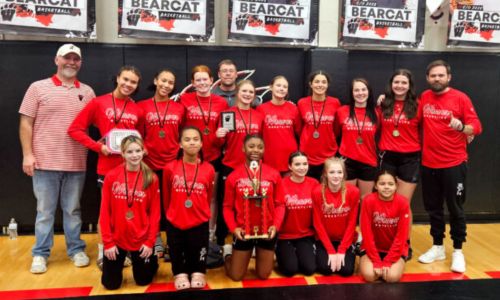 Weaver’s girls celebrate after winning the Lady Bearcat Tournament on Monday. (Photo by Joe Medley/East Alabama Sports Today)