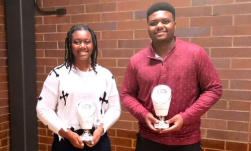 Alexandria’s Jasmine and Jamarcus Stokes celebrate after winning player-of-the-year awards in their Alabama Junior Golf Association age groups. (Submitted photo)