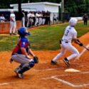 Hope Christian’s Eli Bozeman watches the flight of his two-run double in the first inning of the Saints’ AISA quarterfinal series with South Choctaw on Tuesday at Oxford’s Big Jack Stovall Sports Complex.