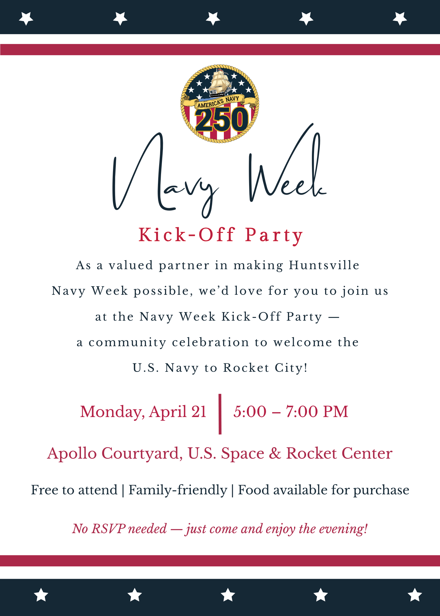 Kick Off Navy Week – April 21 at 5PM!