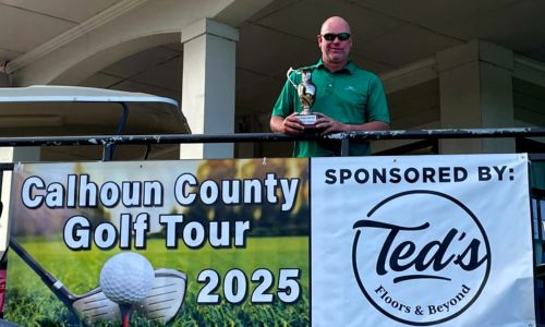 Ty Cole celebrates Sunday after winning his fourth Gadsden City Championship at Twin Bridges. (Submitted photo)